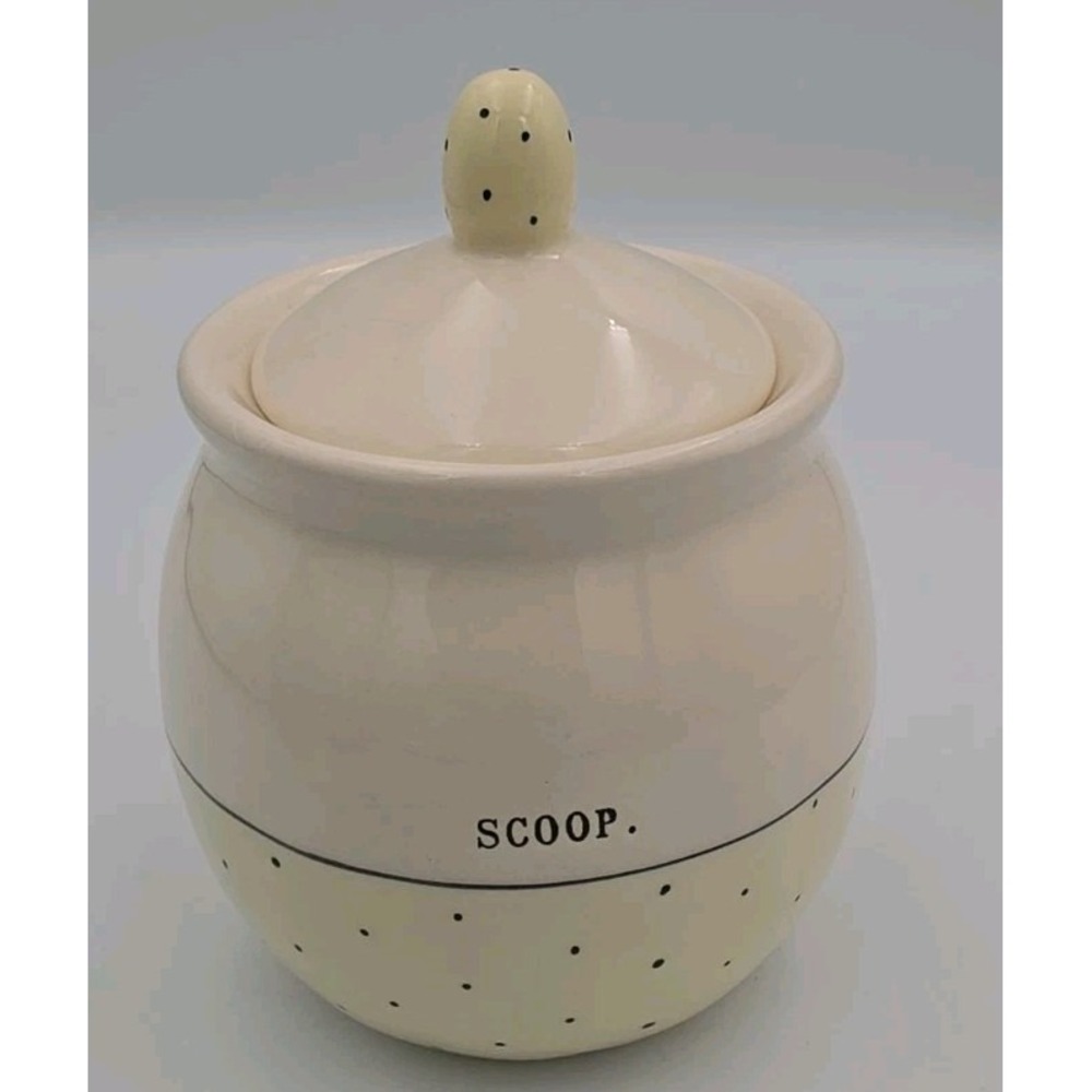 RAE DUNN EASTER SCOOP POLKA DOT SUGAR JAR YELLOW MAGENTA W/ SCENTED CANDLE ROSE